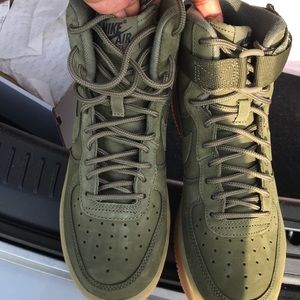 High top green Air Force 1s